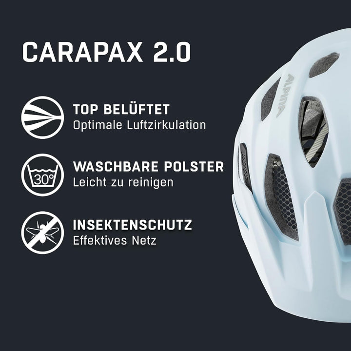 ALPINA CARAPAX 2.0 - Leichter, Stabiler & Komfortabler Fahrradhelm Mit Fliegennetz & Antibakterielle