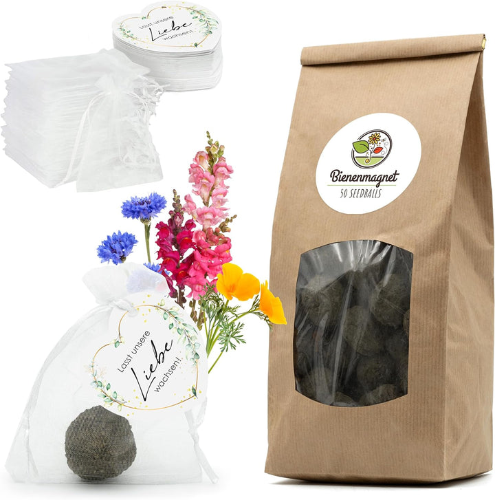 Gastgeschenke Hochzeit Blumensamen Samenbomben - Besonderes Hochzeitsgeschenk für Gäste als Give Awa