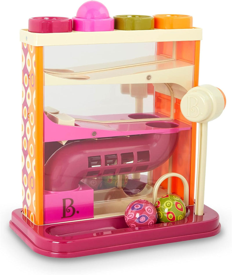 B. toys Kugelbahn Motorikspielzeug – Hammerspiel mit Hammer und 4 Kugeln – Lernspielzeug Hämmerchens