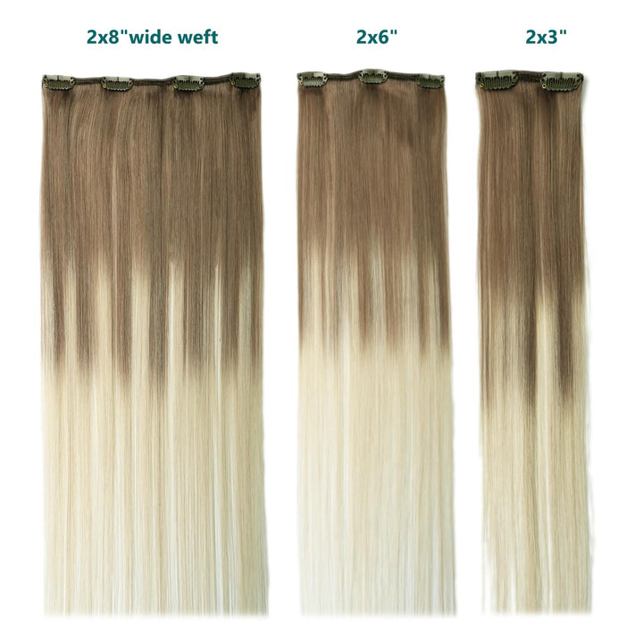 SURNEL Clip in Haarverlängerung Echthaar Balayage Blonde 18 Zoll/45 cm Echthaar Clip In Extensions B