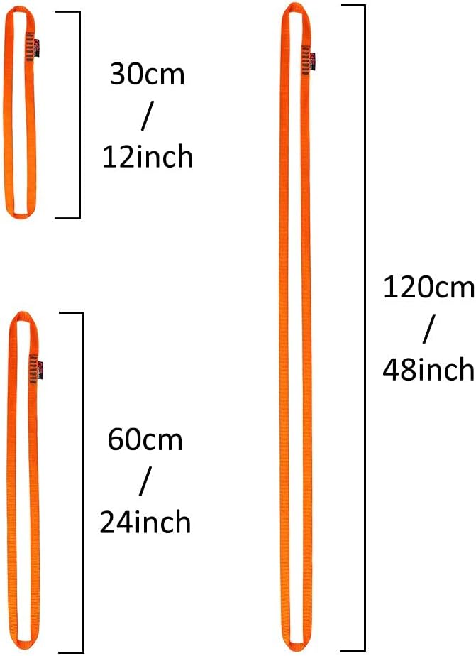 GM Climbing 16mm Nylon Sling Runner 22kN / 4950lbf CE UIAA Certified Fluoreszierendes Orange 60cm /