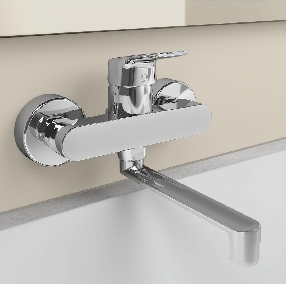 Armatur / Küchenarmatur CERAFLEX Ausladung 200 mm | zur Wandmontage, Schwenkbarer Rohrauslauf, S-Ans