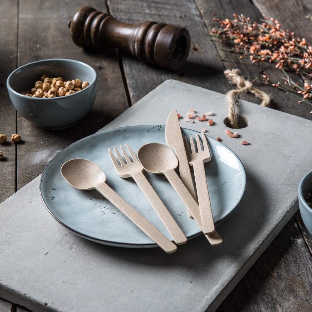 BIOZOYG Bio Mehrweg-Besteck Stabil Plastik-Besteck-Messer I Kompostierbares Besteck Bio-Kunststoff P