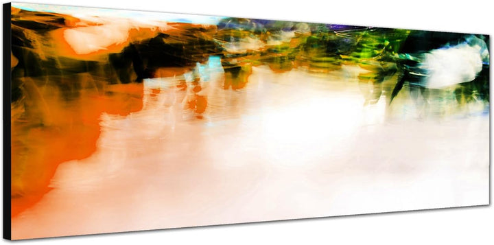 Paul Sinus Art Panoramabild auf Leinwand und Keilrahmen 150x50cm Menschen Stadt verschwommen abstrak