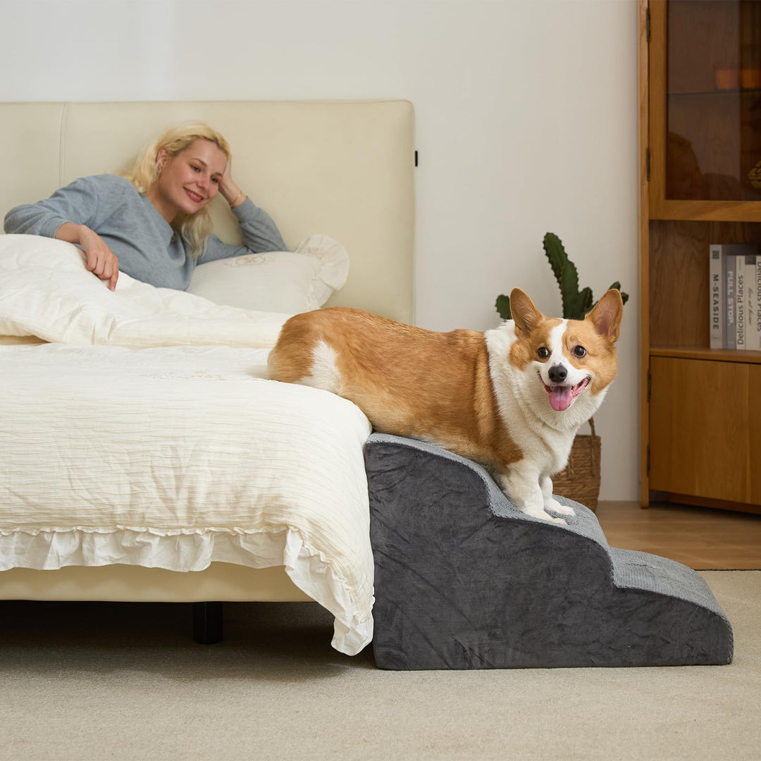 Hundetreppe für kleine Hunde, 3 Stufen 40cm Hoch Haustiertreppe, Waschbar rutschfest, Katzentreppe f