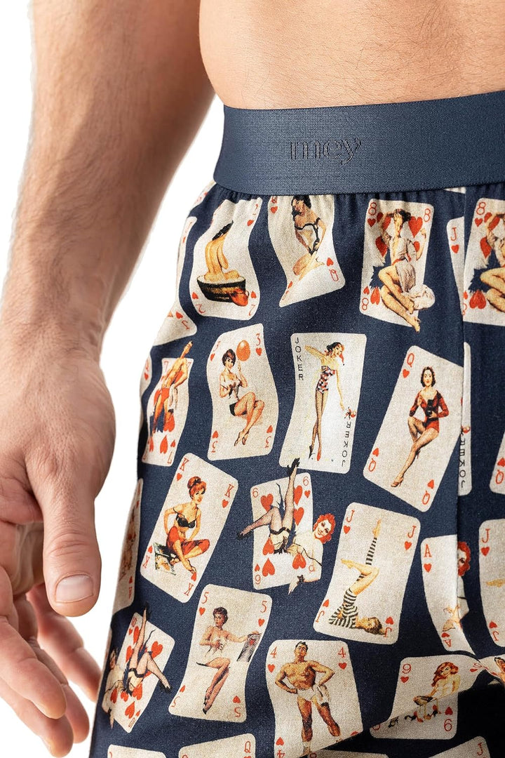 Mey Herren Hose - Als Kurze Homewear-oder Schlafhose mit Komfortbund und ausgefallenem Sexy Cards -