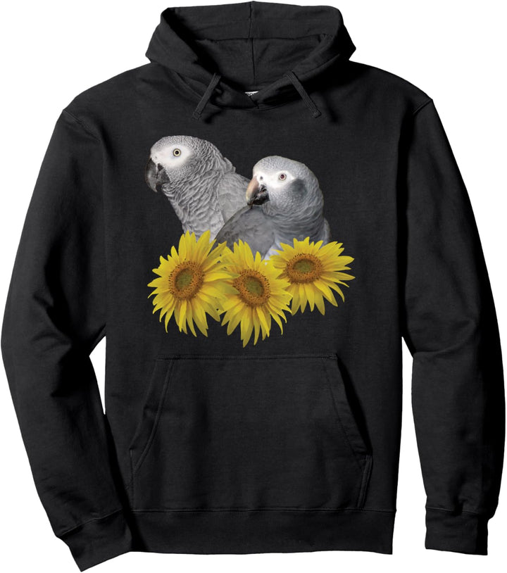 Kongo und Timneh Afrikanischer Graupapagei Sonnenblume Pullover Hoodie