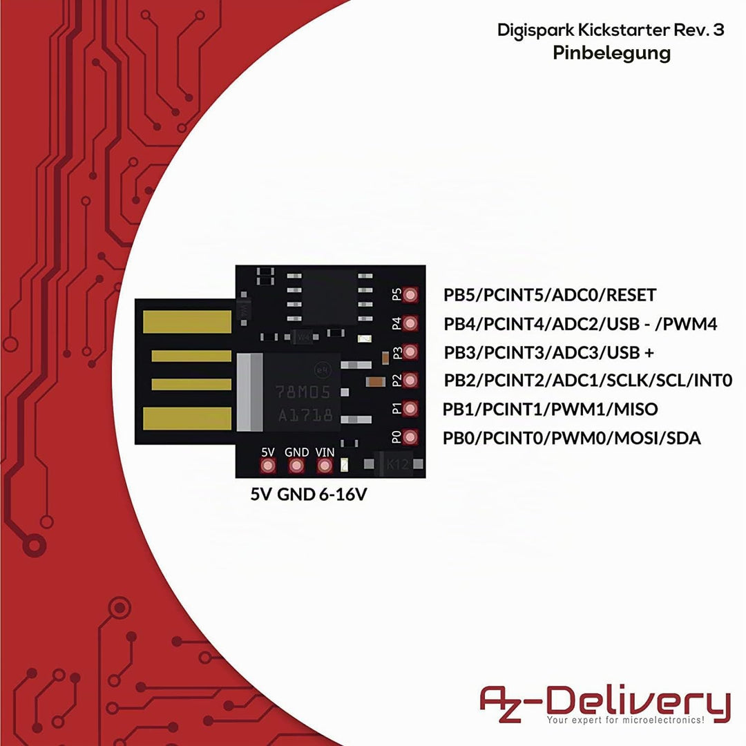 AZDelivery 25 x Digispark Rev.3 Kickstarter mit ATTiny85 und USB kompatibel mit Arduino inklusive E-