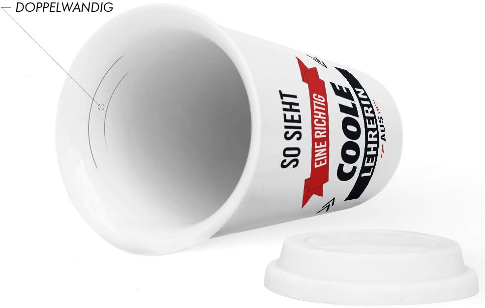 JUNIWORDS To-Go Becher mit Deckel, So sieht eine richtig coole Lehrerin aus