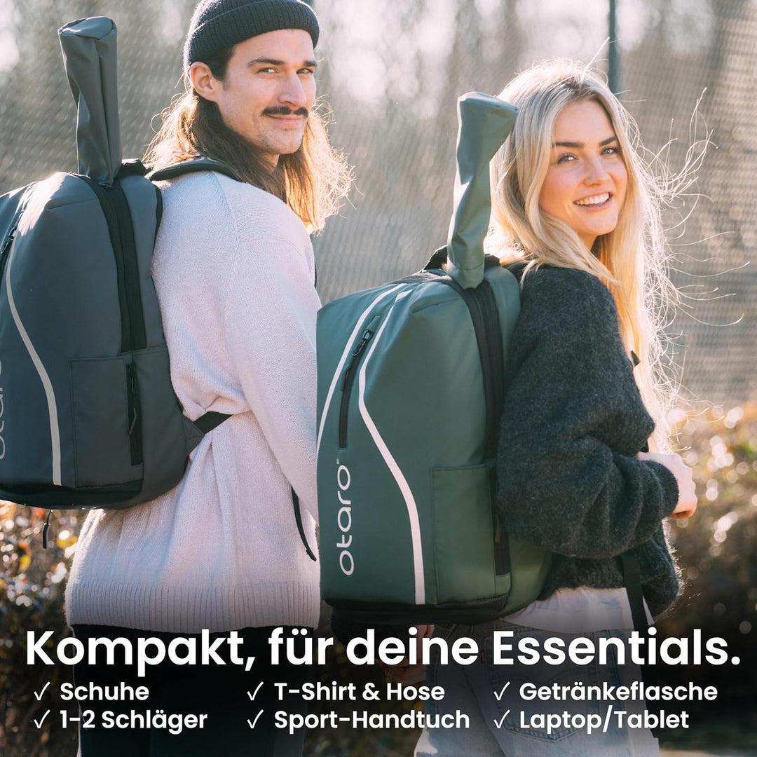 Otaro Tennisrucksack mit Schuhfach (Für 2 Tennisschläger) Inkl. Separierten Schuhfach & Schlägerschu