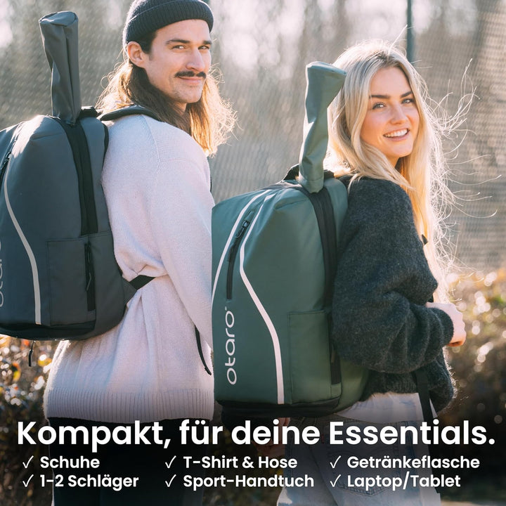 Otaro Tennisrucksack mit Schuhfach (Für 2 Tennisschläger) Inkl. Separierten Schuhfach & Schlägerschu