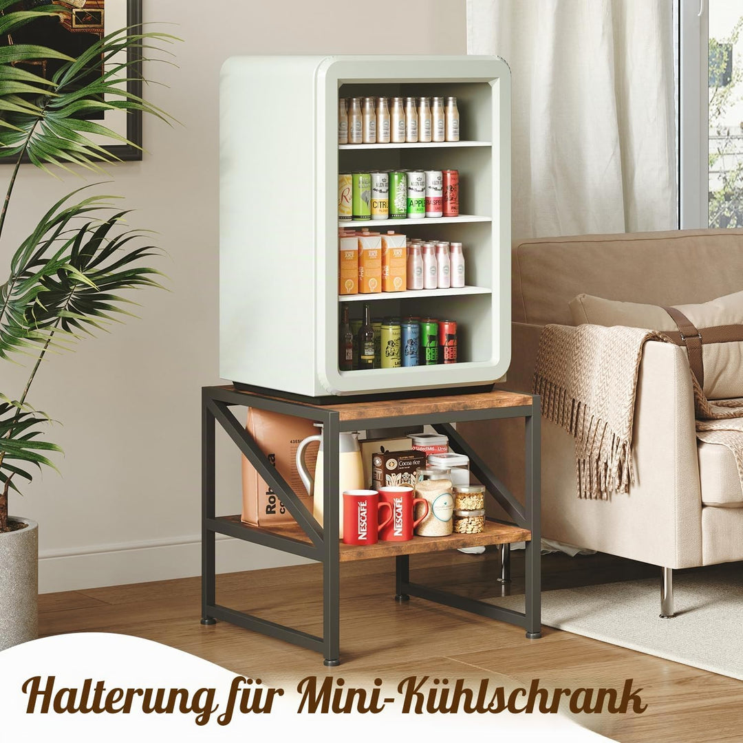 Beistelltisch Wohnzimmer 50x50 cm, Couchtisch mit 2 Ebenen bis 90 kg belastbar, Industrie-Design Sof