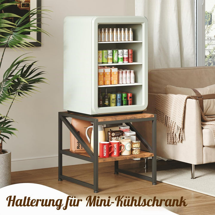 Beistelltisch Wohnzimmer 50x50 cm, Couchtisch mit 2 Ebenen bis 90 kg belastbar, Industrie-Design Sof