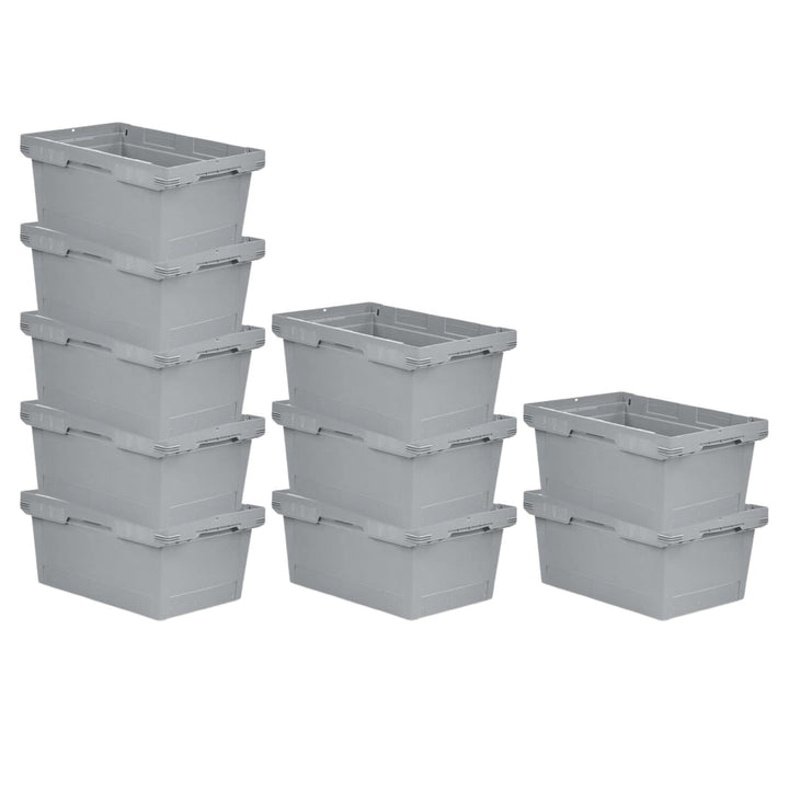 PROREGAL SuperSparSet 10x Conical Mehrweg-Stapelbehälter Grau | HxBxT 27,3x40x60cm | 47 Liter | Lage