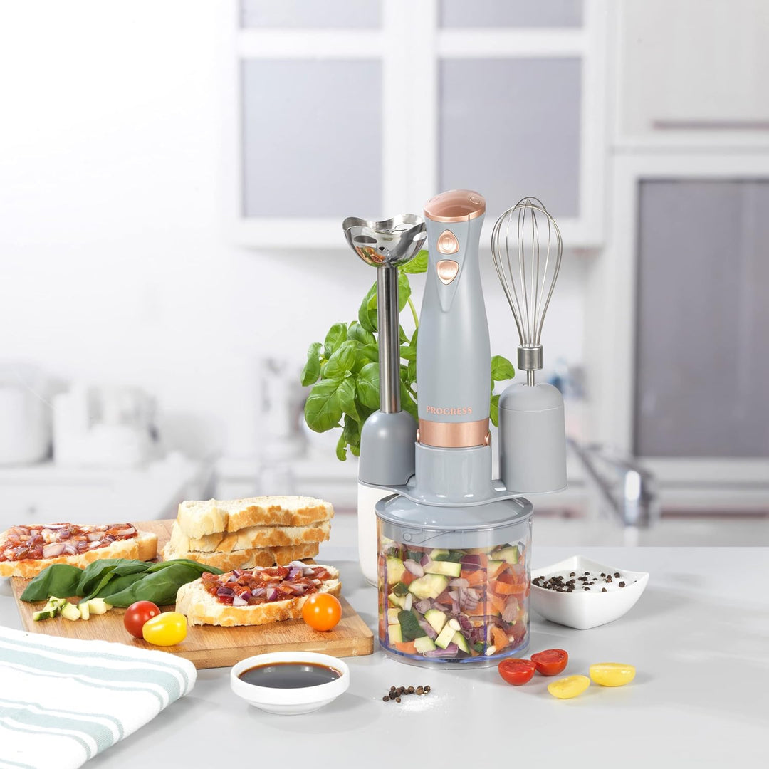 Progress EK2827PGRYPMDIRLG Shimmer 3 In 1 Blender Set, Hand Held Whisking, Blending & Chopping Funct