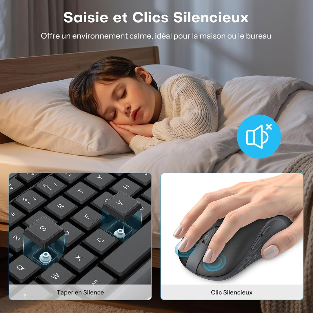 Kabelloses Tastatur-Maus-Set für Windows,OMOTON vollformatige Tastatur für PC/Laptop/Computer mit 2,