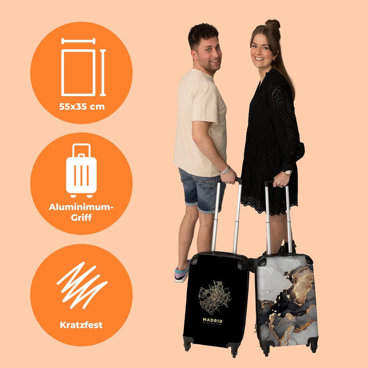 NoBoringSuitcases.com® Koffer Handgepäck Trolley Rollkoffer Kleine Reisekoffer mit 4 Rollen - Stadtp