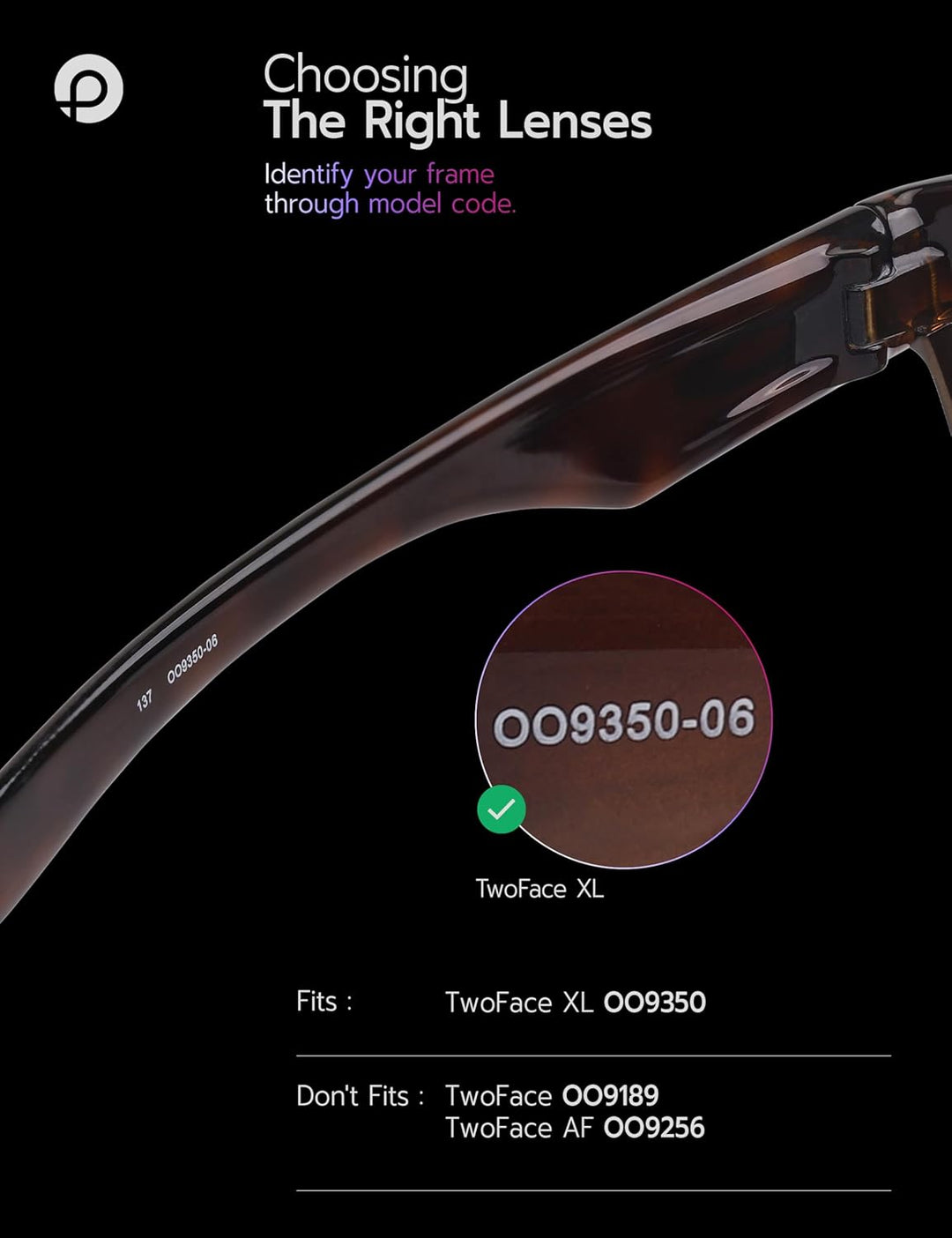 PapaViva Ersatzgläser für Oakley TwoFace XL OO9350 Black Grey - Polarized, Black Grey - Polarized