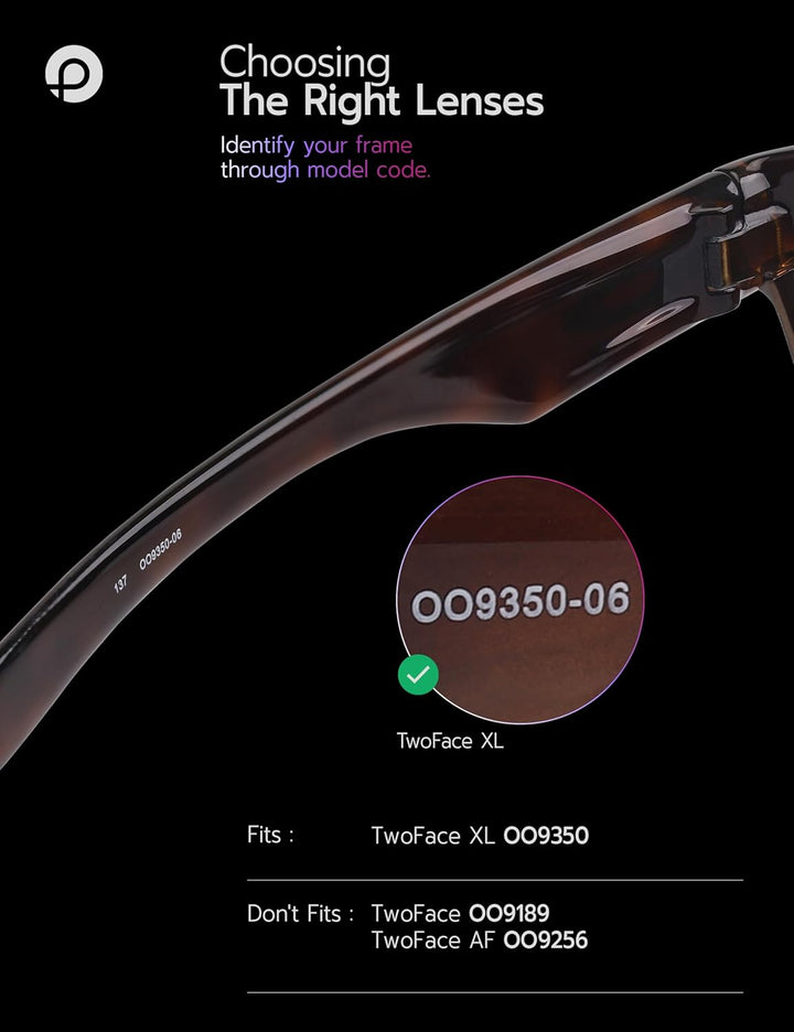 PapaViva Ersatzgläser für Oakley TwoFace XL OO9350 Black Grey - Polarized, Black Grey - Polarized