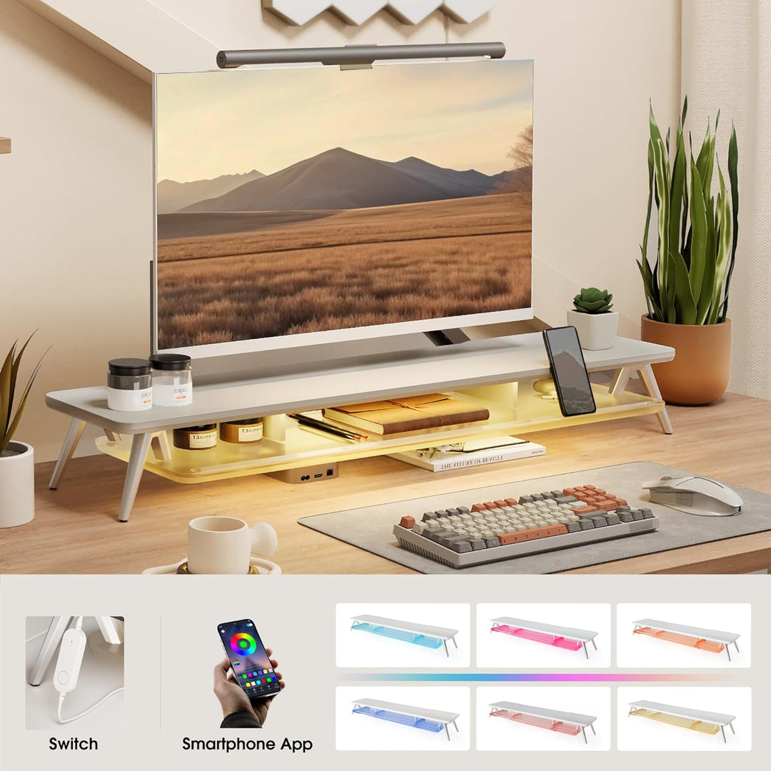Fenge Monitorständer Riser mit Acrylablage und App-Steuerung LED Lights 108cm Grosser Computerstände