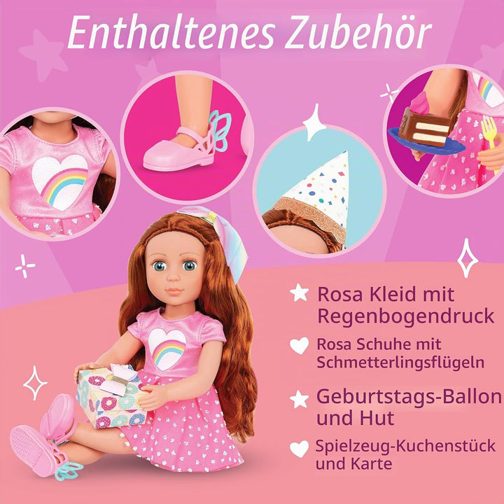 Glitter Girls Deluxe Geburtstag Puppe Cicely – Bewegliche 36 cm Puppe mit Geburtstagszubehör, Puppen
