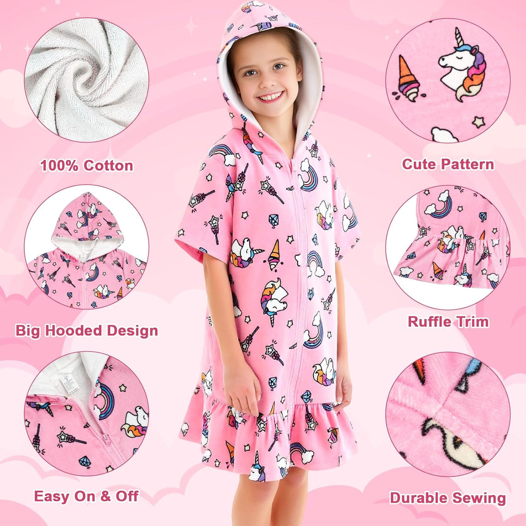 MOEMOE BABY Badeponcho Kinder mit Kapuze 100% Baumwolle Kapuzenbadetuch für Zuhause & Schwimmbad, Ki