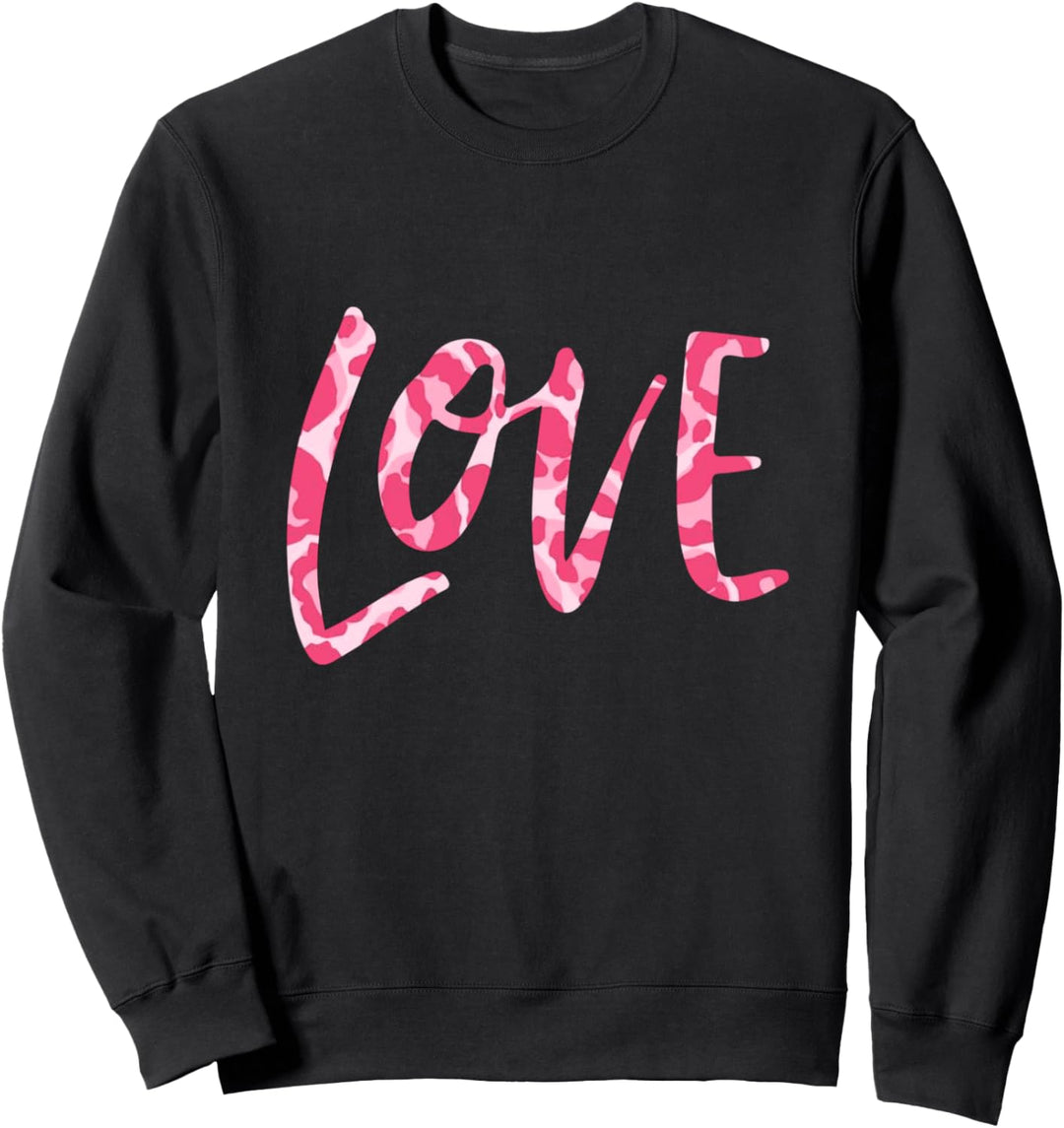 Rosa Leoparden-Liebeswort Sweatshirt