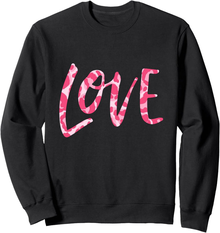 Rosa Leoparden-Liebeswort Sweatshirt