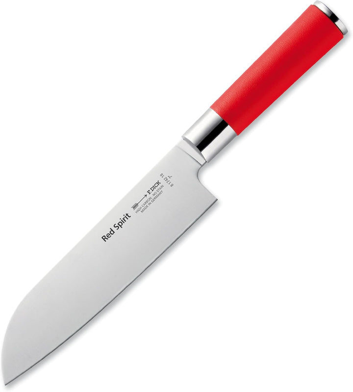 F. DICK Santoku, Küchenmesser, Red Spirit (Messer mit Klinge 18 cm, X55CrMo14 Stahl, nichtrostend, 5