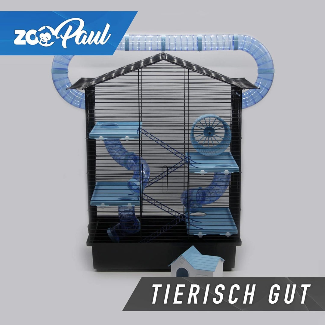 ZooPaul XXL Nagerkäfig Hamsterkäfig schwarz beige Maus Käfig Tunnelsystem Zubehör (blau), blau