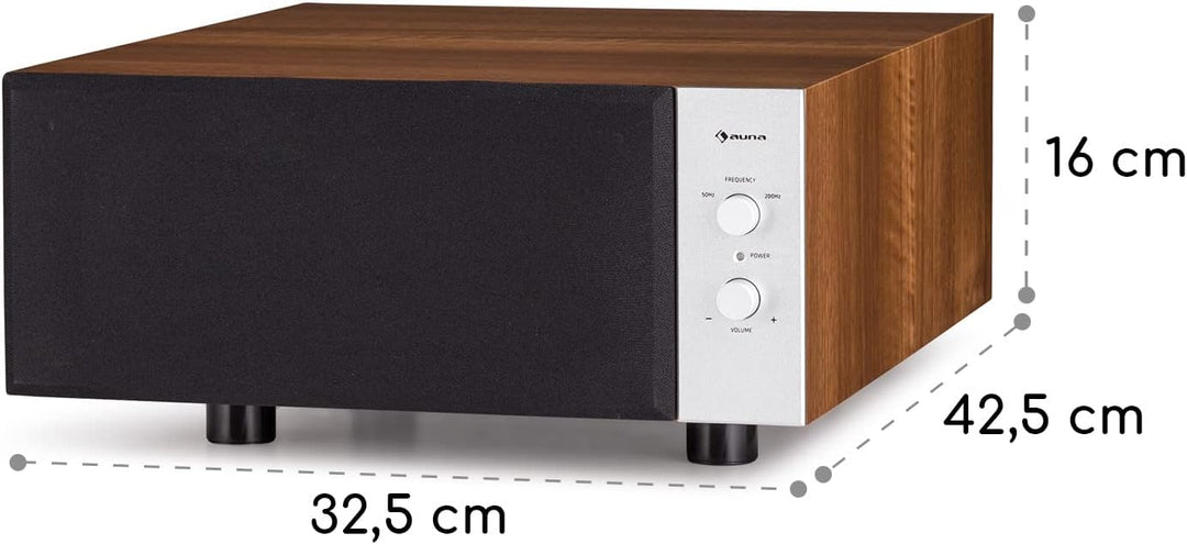 auna Two Hi-Fi Subwoofer mit Auto-Off, 80W RMS Subwoofer Passiv, HiFi-Lautsprecher Boxen für Heimkin