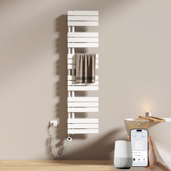 EMKE WiFi Badheizkörper Elektrisch 1599x400 mm - Flach Handtuchheizkörper Elektrisch, Elektrischer H