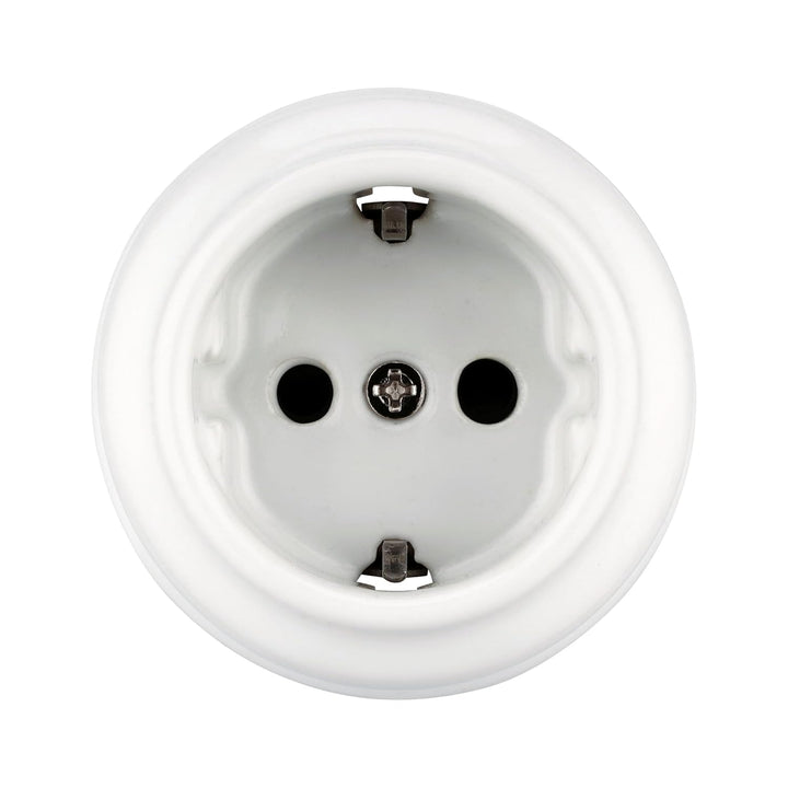 Aufputz Porzellan Retro Steckdose, All-in-One, Serie QR1 weiss
