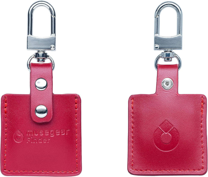 musegear Schlüsselfinder mit Bluetooth App aus Deutschland in Bordeaux roter Leder-Tasche I Finder h