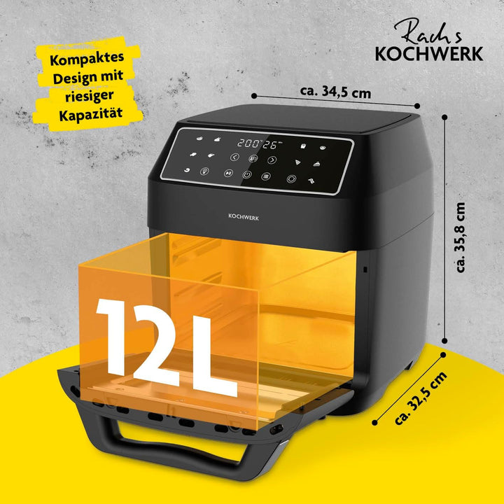 Rachs KOCHWERK Digitale Heissluftfritteuse 12 Liter mit XXL-Zubehörpaket | Ofen, Grill & Fritteuse m