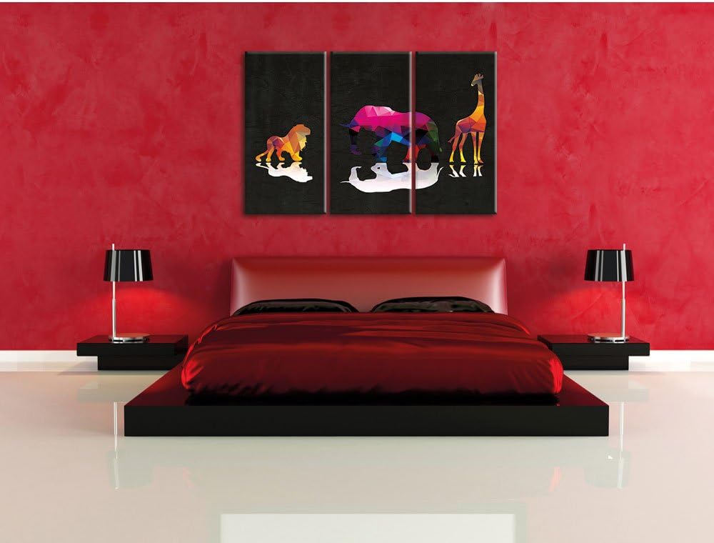 Pixxprint Tiere der Savanne als Leinwandbild/Grösse: 3 Teilig (120x80) cm/Wandbild/Kunstdruck/fertig