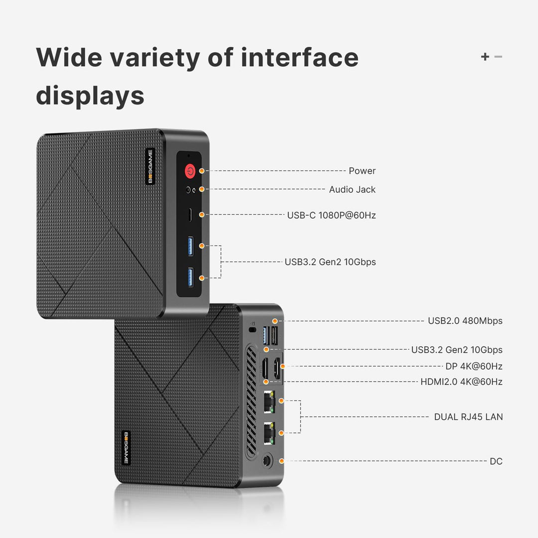 BOSGAME Mini PC, AMD Ryzen 7 5700U (up to 4.3GHz, 8C/16T), Mini Computers DDR4 32GB RAM 512GB NVMe S