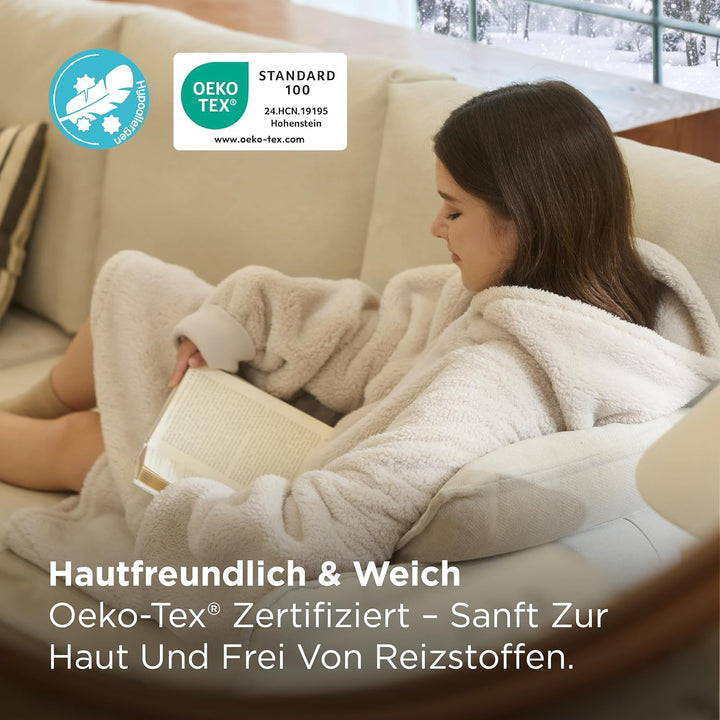 BEDSURE Hoodie Decke mit Ärmeln - Kuschelpullover als Geschenke für Männer - Übergrosser Tragbare De