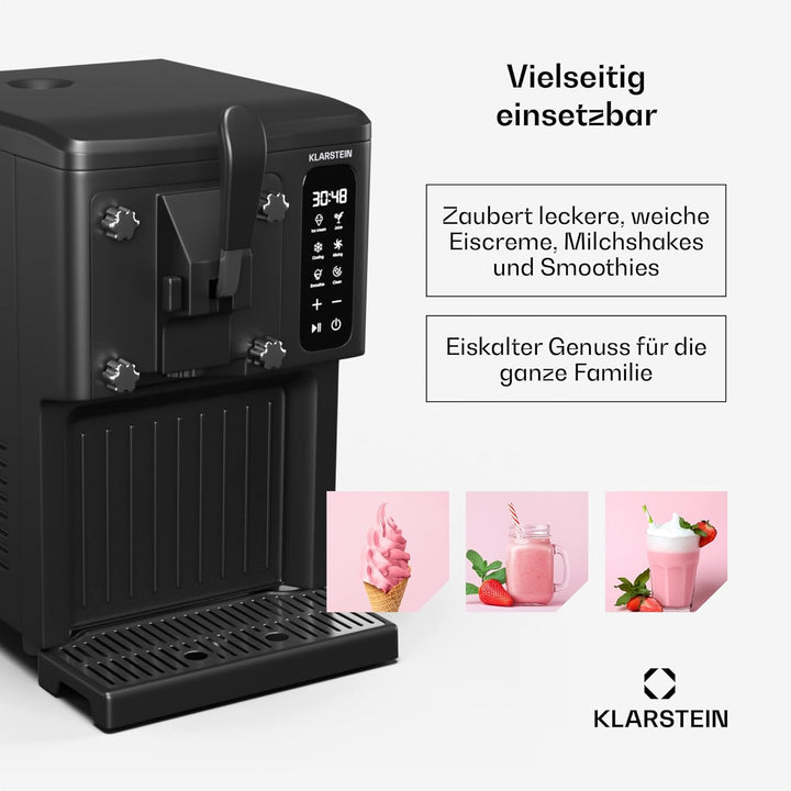 Klarstein Eismaschine Softeismaschine 1,5 L Mit Selbstreinigung, 5 L Kapazität, Keep-Cool-Funktion,
