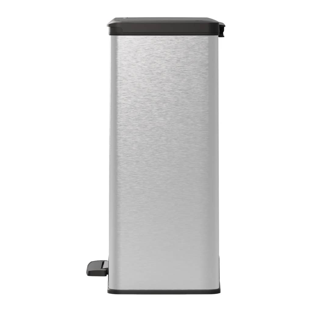 Curver Deco Bin Duo Tretmülleimer, Metallic Silber – Soft-Close-Deckel, 2 herausnehmbare 26L Eimer,