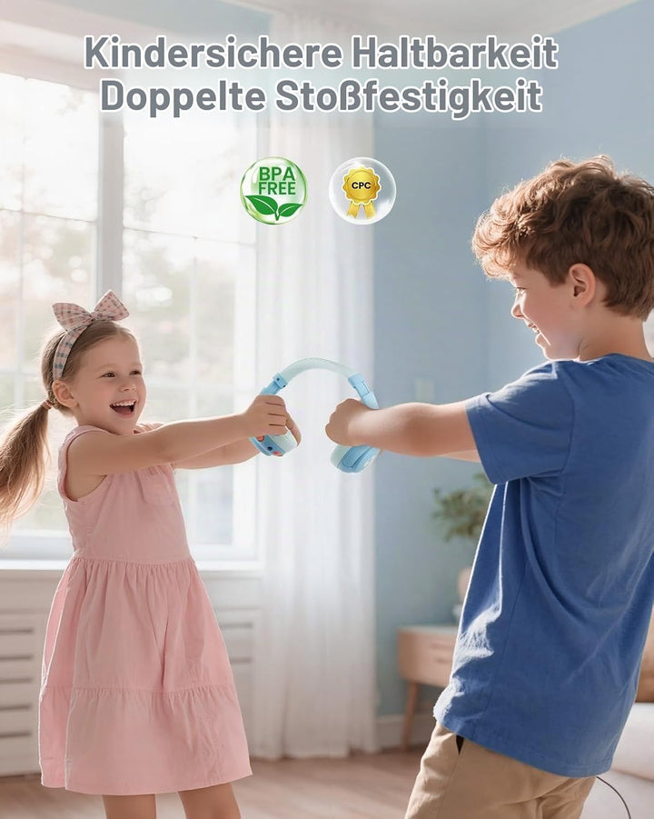 Bluetooth Kopfhörer Kinder, 85dBA Sicheres Volumen, Bluetooth 5.4, BPA Frei/CPC Zertifiziert, 75 Std