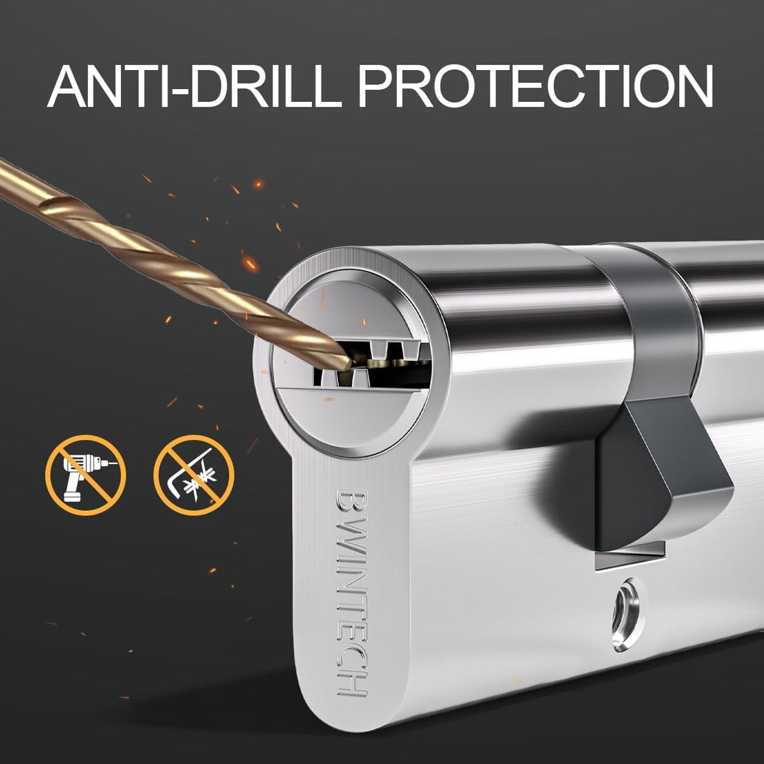 Bwintech 1-tlg. Messing Zylinderzylinder 30/40 mm Euro, Schlüsselzylinder 70 mm mit 5 horizontalen M