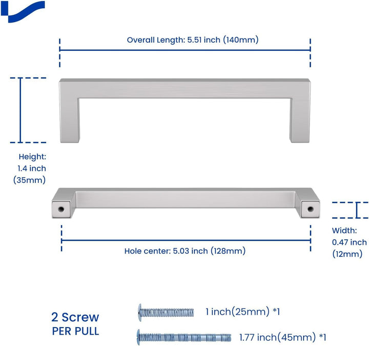 LONTAN 20 Stück Schrankgriffe Edelstahl Griffe für Küchenschränke 128mm lochabstand Möbelgriffe Küch
