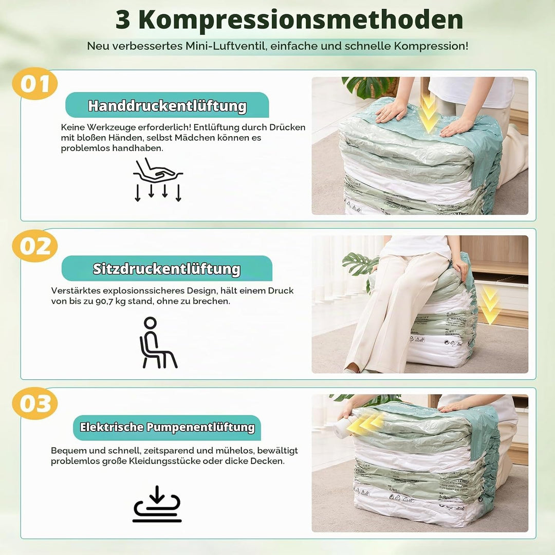 4 Pack Würfel Vakuumbeutel für Kleidung, Jumbo (80x100x38 cm), Wiederverwendbar Cube Vakuumbeutel fü