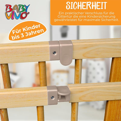 Baby Vivo XXL Laufgitter Laufstall Baby Absperrgitter Krabbelgitter Schutzgitter für Kinder aus Holz