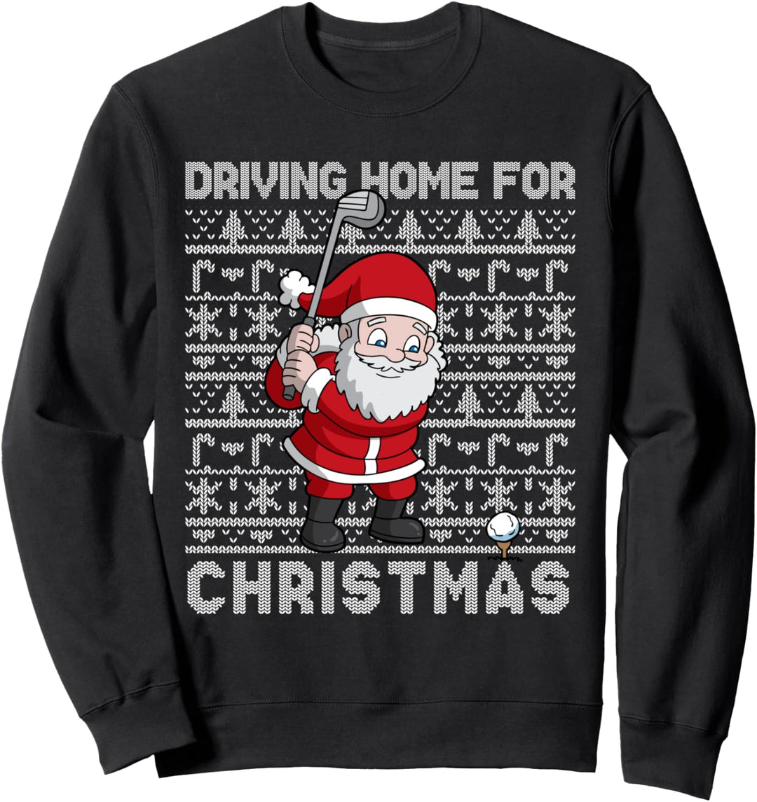 Golf Santa Claus Driving Home For Christmas Golf Sweatshirt