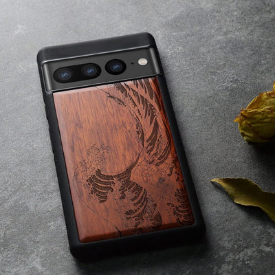 Carveit Handyhülle für Google Pixel 7 Pro Case [Holz und TPU Silikon Hybrid hülle] Stossfeste Stosss