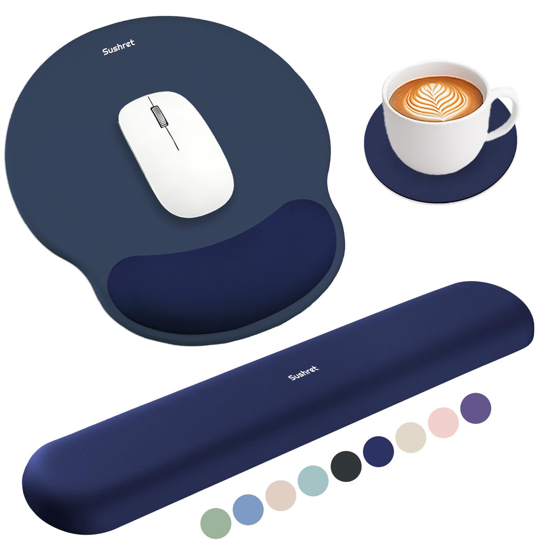 Sushret Mauspad & Tastatur Handballenauflage, 3-in-1 Ergonomisches Gel Memory Foam Handballenauflage