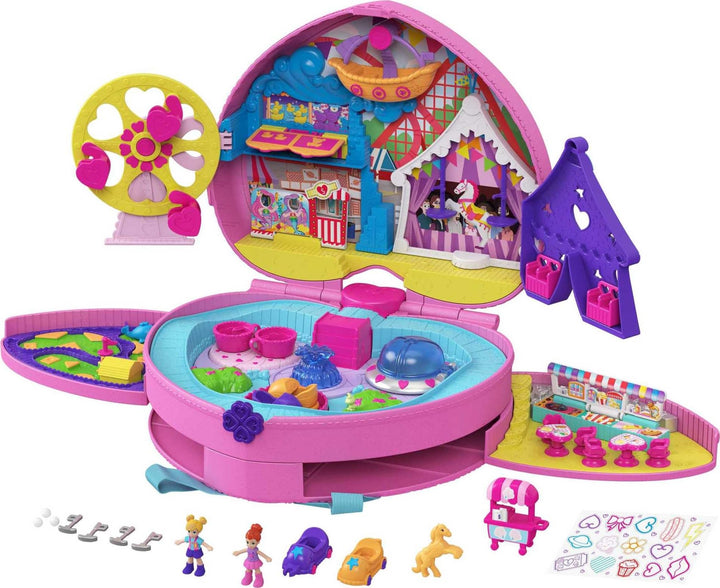 Polly Pocket GKL60 Klein – ganz gross“ Freizeitpark Rucksack mit verstellbaren Trägern, 2 kleinen Pu