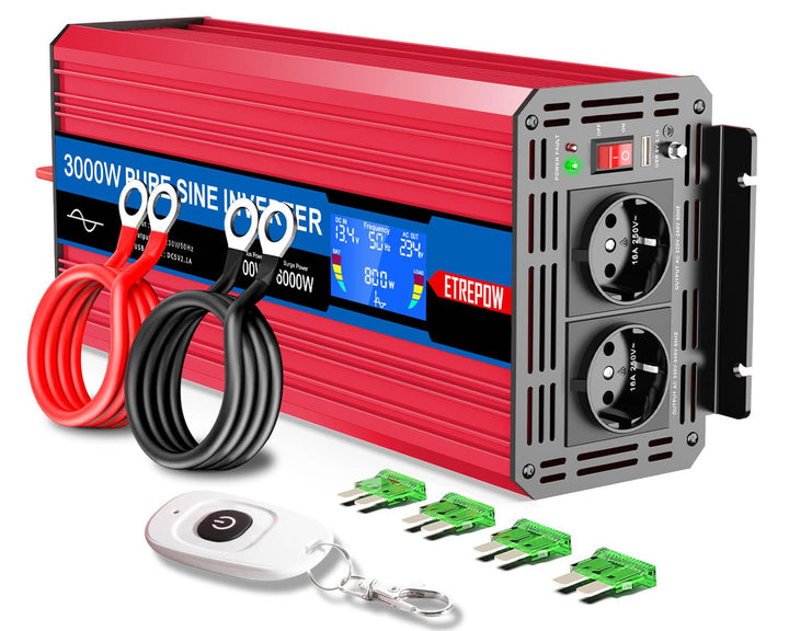 3000W/6000W Wechselrichter 12V auf 230V Reiner Sinus Spannungswandler Konverter Pure Sine Wave Power